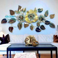 Horizontal Gold & Mixed Leaf Floral Metal Wall Art