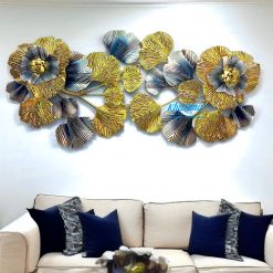 Elegant Gold & Teal Floral Metal Wall Art