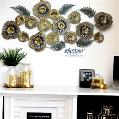 Expansive Gold & Teal Bloom Metal Wall Art