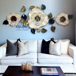 Elegant White & Gold Floral Metal Wall Art with Dark Accents