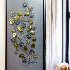 Elegant Vertical Branch Metal Wall Art with Textured Leaves
