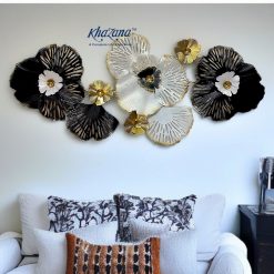 Monochromatic Bloom Metal Wall Art with Gold Accents