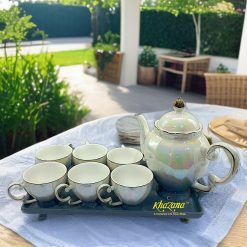 Elegant Pearl-Finish Porcelain Tea Set Wet