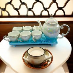 Elegant Pearl-Finish Porcelain Tea Set Wet