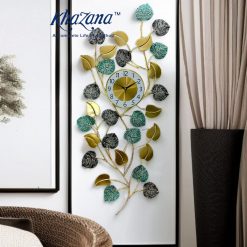 Elegant Vertical Leaf Metallic Wall Clock