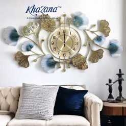 Elegant Horizontal Ginkgo Metallic Wall Clock