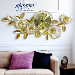 Golden Floral Elegance Metallic Wall Clock