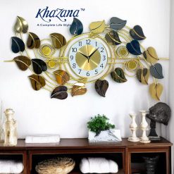 Autumnal Leaf Metallic Wall Clock