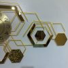 Modern Geometric Hexagon Wall Clock - Golden Metallic Design