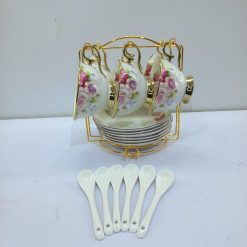 Alternative view of Gilded Rose Porcelain Tea Set18 Piece with Gold Stand.