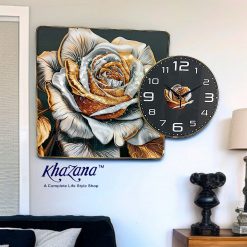 3D Floral Art Panel with Integrated Clock