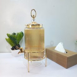 Alternative view of 3-Liter Golden Ribbed Juice Dispenser with Stand
