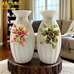 Elegant Ceramic Floral Vases Handcrafted Rose Design