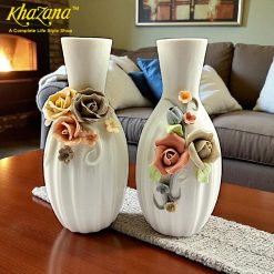 Elegant Ceramic Flower Vases with 3D Floral Embellishments