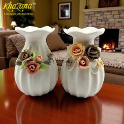 Petite Ceramic Floral Vases with 3D Multi-Toned Roses 4.5" Height