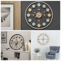 Wall Clock Silent Art Wall Clock Large Metal Farmhouse Wall Clock Silent Quartz Gold Rustic Retro Clocks Decorative for Living Room Bedroom Office Garage Wall Decor Clock