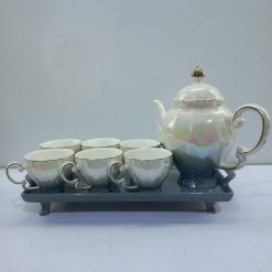Alternative view of Elegant Pearl-Finish Porcelain Tea Set Wet