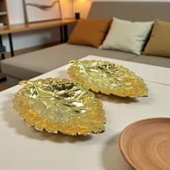 Gold-Colored Leaf-Shaped Decorative Trays