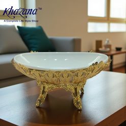 Ornate Gold and White Serving Bowl