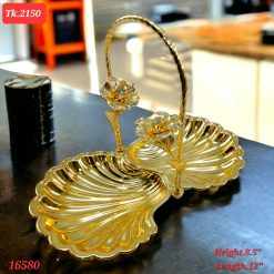 Alternative view of Gold Plated Shell-Shaped Serving Dish with Floral Handle