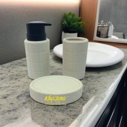 Speckled Grid Pattern Bathroom Set