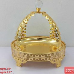 Alternative view of Golden Filigree Serving Basket with Crystal Handle