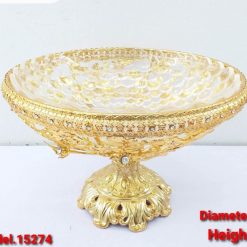 Alternative view of Ornate Golden and Crystal Pedestal Bowl