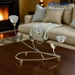 Golden Floral Candelabra with Crystal Light Holders