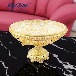 Ornate Golden and Crystal Pedestal Bowl