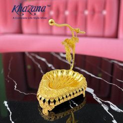 Golden Clamshell Serving Dish with Decorative Stand