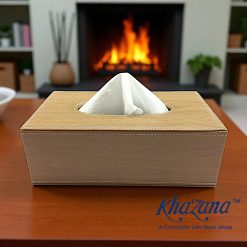 Modern Faux Leather Tissue Box Cover with Stitching