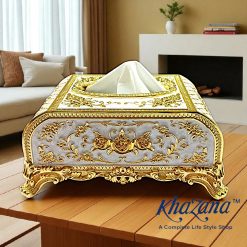 Royal Gold and White Ornate Tissue Box Holder