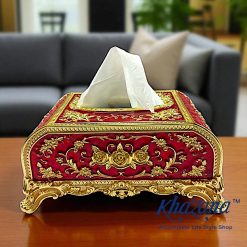 Regal Gold and Red Ornate Tissue Box Holder