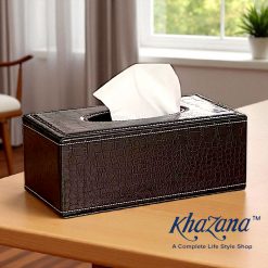 Stylish Dark Brown Croc-Embossed Tissue Box Holder