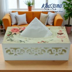 Vintage Floral Wooden Tissue Box Double Rose Design e