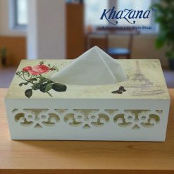 Vintage Floral Wooden Tissue Box Double Rose Design d