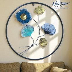 Round Floral and Ginkgo Metal Wall Art