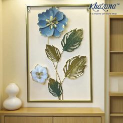 Blue and Gold Floral Metal Wall Sculpture