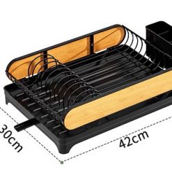 Alternative view of Multipurpose Dish Drainer Storage Rack Portable Dish Drying Stand with Adjustable Feet for Kitchen