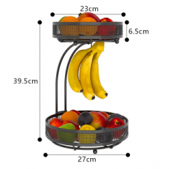 Alternative view of 2 Tier Fruit Basket Fruit Bowl Detachable Bread Wire Baskets Stand Holder Tiered Vegetable Fruit Storage For Home Kitchen Gadget