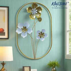 Elegant Gold and White Metal Flower Wall Decor