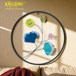Circular Metal Floral Wall Art with Ginkgo Leaves
