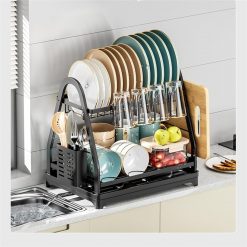 2 Tier Dish Drying Rack with Drain Board Dish Racks for Kitchen Counter