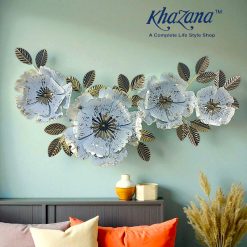 Large 3D Floral Metal Wall Art with Distressed White and Gold Finish