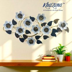 Elegant Floral Branch Metal Wall Art with Gold and White Flowers