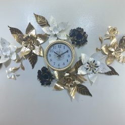 Alternative view of 3D Floral Wall Clock with Gilded Accents