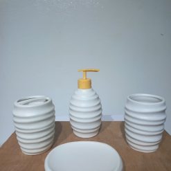 Alternative view of Modern White Ceramic Bathroom Accessory Set 4 Pieces