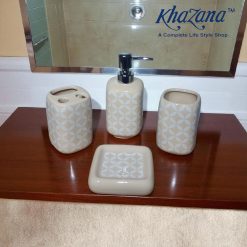 Modern Geometric 4-Piece Ceramic Bathroom Accessory Set