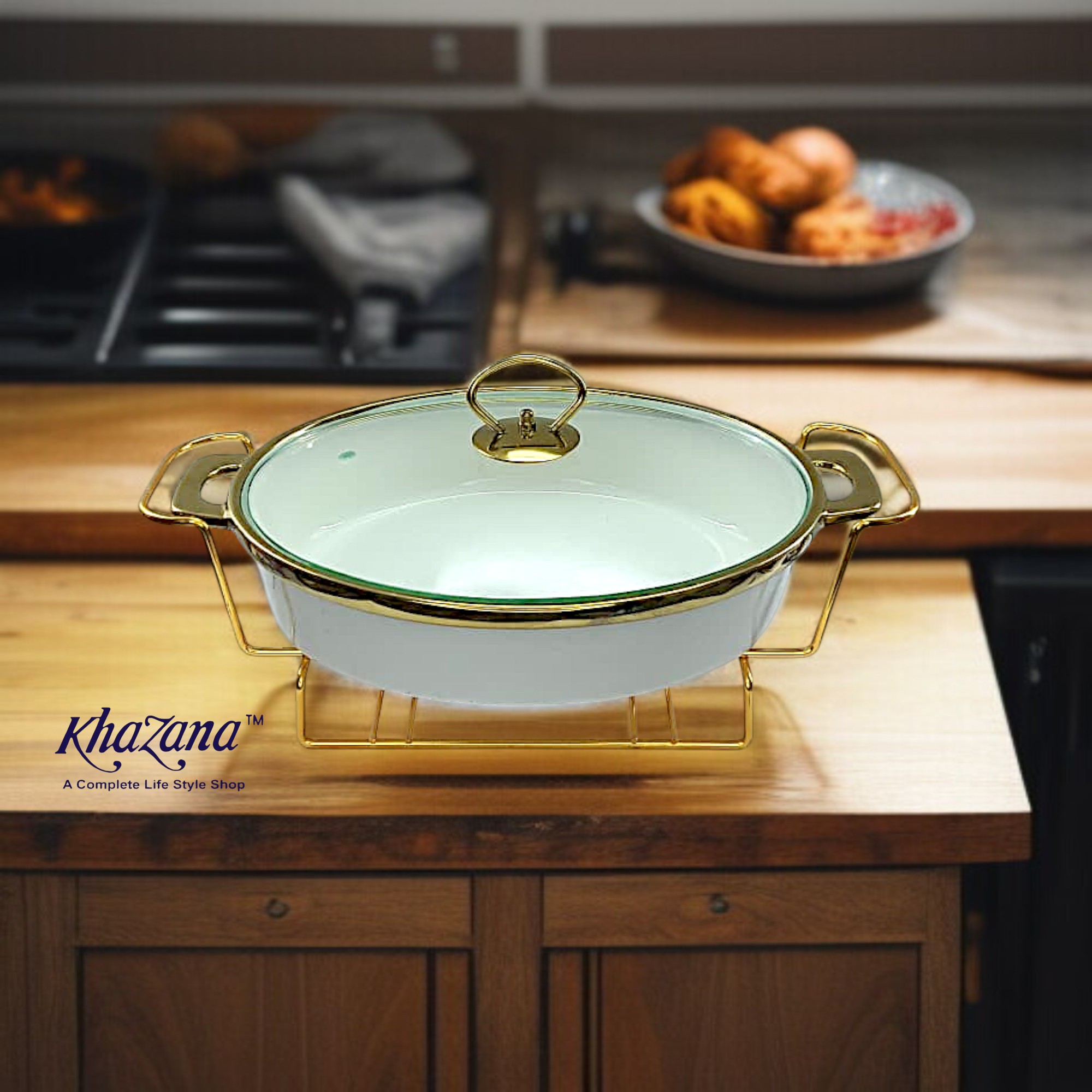 Classic White & Gold Covered Serving Set