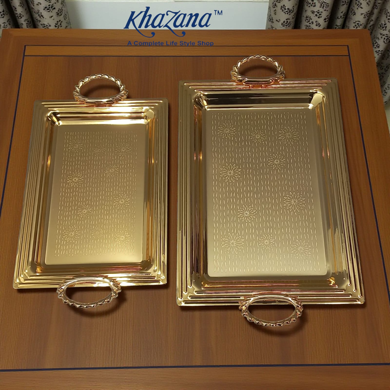 Elegant Gold Rectangular Serving Trays